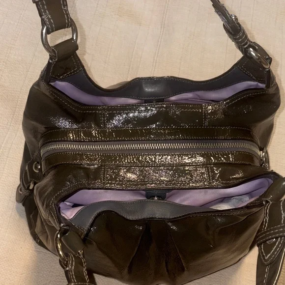 Coach Madison Patent Leather Shoulder Bag 2009 in EUC with hang tag. Gray/Green - Picture 3 of 9